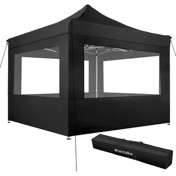 Zahradní stan TecTake GmbH 403154 skládací pavilon olivia 3x3 m se 4 bočnicemi - černá