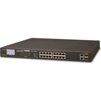 Switch Planet FGSW-1822VHP PoE switch, 16x100,2x1000-TP/SFP, LCD, VLAN, IEEE 802.3at<300W