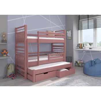 Postel ADRK Rozkládací patrová postel HIPPO, CH-Hip-P-190-E1898, 180x80 cm, růžová