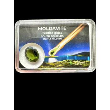 Drahý kámen Broušený vltavín v krabičce 3,2ct