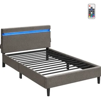 Postel Kovová manželská postel s LED 140 cm RMB802G71