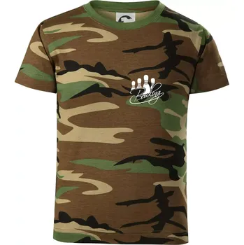 Chlapecké tričko Bowling kuželky - Dětské maskáčové triko - 146 cm/10 let ( Hnědý maskáč )