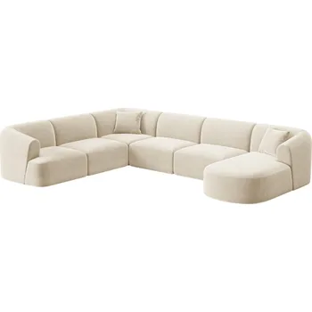 Pohovka Cosmopolitan Design Světle béžová sametová rohová pohovka Campi 330 cm, pravá