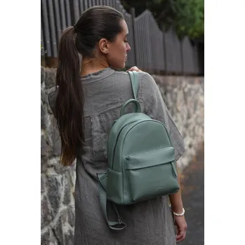 Městský batoh ZELENÝ KOŽENKOVÝ BATOH s.Oliver