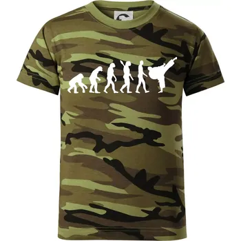 Chlapecké tričko Karate Evoluce - kop - Dětské maskáčové triko - 146 cm/10 let ( Zelený maskáč )