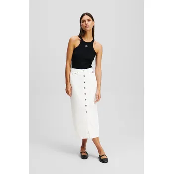Dámská sukně SUKNĚ KARL LAGERFELD BUTTON WHITE DENIM SKIRT WHITE DENIM