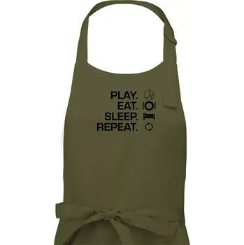 Kuchyňská zástěra Play Eat Sleep Repeat tenis - Pánská zástěra na vaření - Univerzální velikost ( Khaki )
