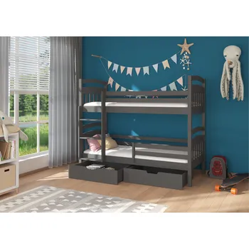 Postel ADRK Patrová postel ADA, CH-ADA-GRAP-188+M-E488, 180x80 cm s matrací, grafit