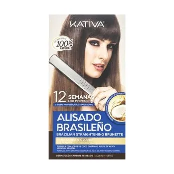 Vlasová regenerace Kativa Brazilian Straightening Brunette Kit sada s keratinem pro narovnání vlasů 225 ml