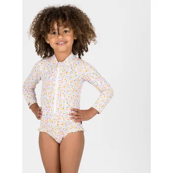 Dámské plavky DECATHLON Dívčí jednodílné plavky s dlouhým rukávem a UV ochranou pro nejmenší Izia Mimi 76–81 cm RŮŽOVÁ