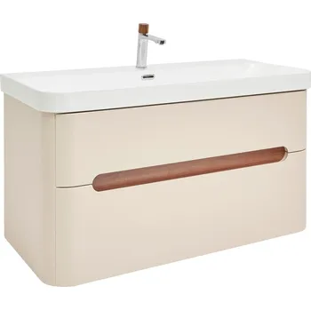 Koupelnový nábytek SAT Koupelnová skříňka s umyvadlem a baterií SAT Fusion 97,5x53x45 cm pískově béžová mat SATFUSION2100BEUBA SATFUSION2100BEUBA