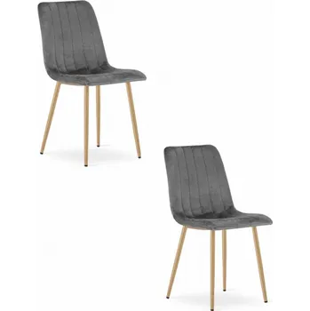 Set dvou jídelních židlí LAVA sametové šedé / dřevěné nohy (2 ks)