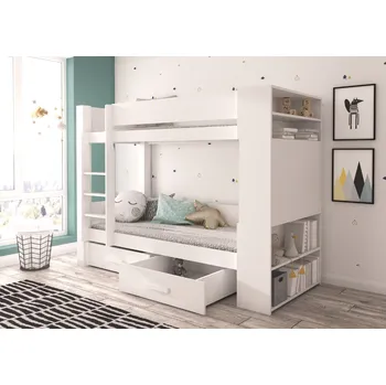 Postel ADRK Patrová postel GARET, CH-Gar-W-210+M-E189, 180x80 cm s matrací, bílá