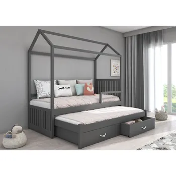 Postel ADRK Rozkládací postel JONASZEK, CH-Jon-G-190-E1194, 180x80 cm se zábradlím, šedá