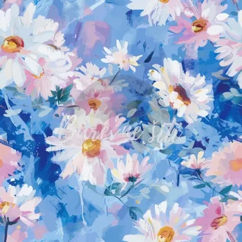 Sportovní úplet Silver light Modrá malba se sedmikráskami (E) (Sportovní úplet Silver)