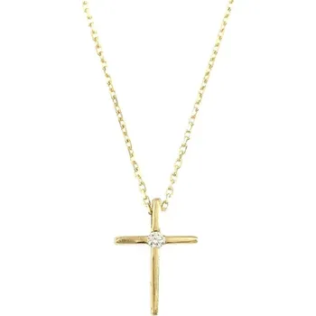 Náhrdelník Zlatý náhrdelník křížek se zirkonem Au 585/1000 hmotnost 1,24g