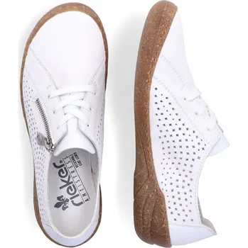 Dámské polobotky Dámské kožené polobotky 54515-80 Rieker bílé Barva: weiss, Velikost: 42