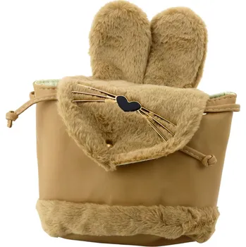 Dětský batoh Mamido Dětský batoh s plyšovýma ušima 22cm 4L béžový