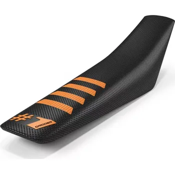 Moto sedlo Potah sedla ONEGRIPPER SEAT COVER RIBBED barva černá/oranžová, rozměr 91x40 cm (pro většinu offroadových motocyklů: KTM, Husqvarna, Gas-Gas, Honda, Kawasaki, Yamaha, Suzuki, Sherco, Beta, Husaberg, Fantic)