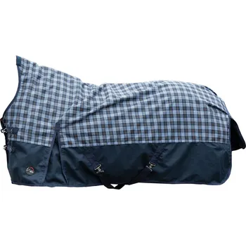 Deka pro koně HKM Deka výběhová Glasgow HKM, s vyšším krkem, s fleecem, deep blue check Délka zad: 115 cm