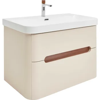 Koupelnový nábytek SAT Koupelnová skříňka s umyvadlem a baterií SAT Fusion 77,5x53x45 cm pískově béžová mat SATFUSION280BEUBA SATFUSION280BEUBA