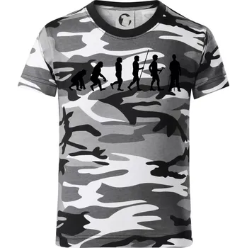 Chlapecké tričko Evoluce zedník zbiječka - Dětské maskáčové triko - 146 cm/10 let ( Šedý maskáč )