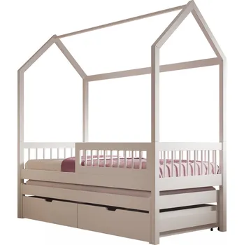 Postel ADRK Rozkládací postel ARTES II, CH-ART-II-W-200-M, 200x90 cm se zábradlím a matrací, bílá