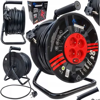 Prodlužovací kabel Bubnový prodlužovací kabel 50 m, 3×2,5 mm², 4 zásuvky, IP44, blokace rozvinutí