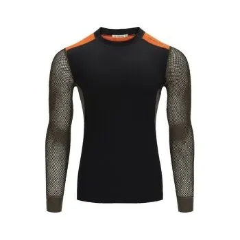 Aclima WoolNet Hiking Crew Neck shirt Men Jet Black/Tarmac/Gold Flame černá XXL