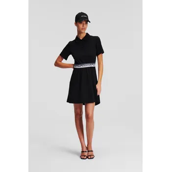 Dámské šaty ŠATY KARL LAGERFELD LOGO TAPE SHIRT DRESS BLACK