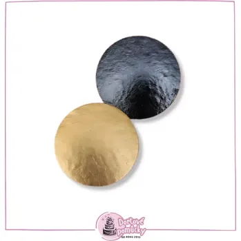 Podložka dortová 28 cm pevná (zlato-černá) hladký okraj