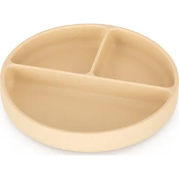 dětský talíř Petite & Mars Talířek silikonový dělící kulatý Take&Match 6 m+ Desert Sand