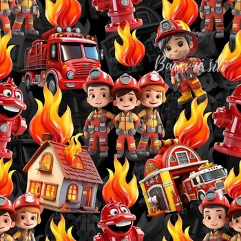 Úplet, Požárníci dětský vzor (E) (Top kvalitní úplet Bella digitisk)