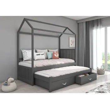 Postel ADRK Rozkládací postel JONASZEK, CH-Jon-G-208+M-E222, 200x90 cm s matrací, šedá