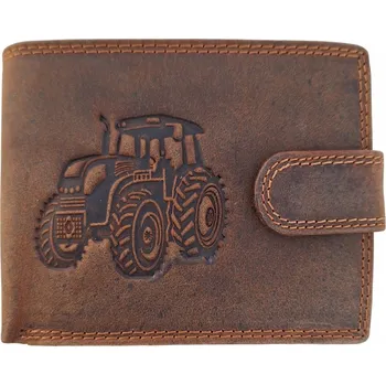 Peněženka Fansport Kožená peněženka Traktor Hnědá