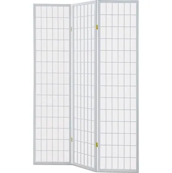 Paraván Dřevěný třídílný paraván CANXERAR, masiv smrk, bílý + vyzvednutí ZDARMA