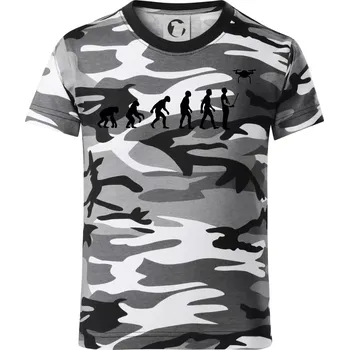 Chlapecké tričko Dron evoluce - Dětské maskáčové triko - 104-110cm / 3-4 roky ( Šedý maskáč )