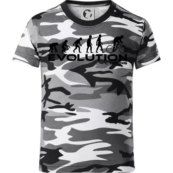 Chlapecké tričko Evoluce cyklistiky - Dětské maskáčové triko - 122 cm/6 let ( Šedý maskáč )