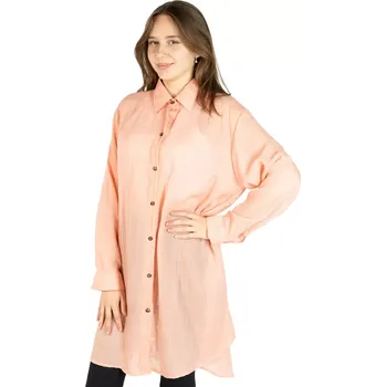 Dámská halenka Růžová bavlněná dámská košile s dlouhým rukávem Savitree Pink Salmon - Long, jednobarevná, Sittar UNI