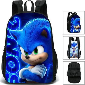 Školní batoh KONO Oboustranný studentský batoh s potisky Sonic vzor 1