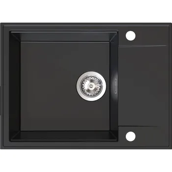 Granitový dřez Sink Quality Sink55, kuchyňský granitový dřez 620x460x215 mm + chromový sifon, černá, SKQ-SINK.C.1KKO.X