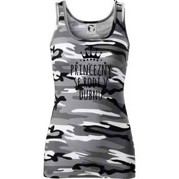 Dámské tričko Princezny se rodí v dubnu - Dámské Maskáčové tílko - M ( Šedý maskáč )