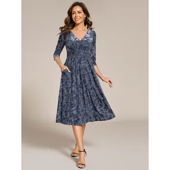 Dámské oblečení Žakárové sametové svatební šaty pro hosty Barva: Mořská, Velikost: XL