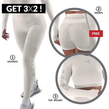 Dámské oblečení R-EVENGE Dámský fitness komplet crop top + legíny BÍLÁ