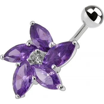 Piercing Šperky4U Stříbrný piercing do pupíku - kytička - BP01159-A