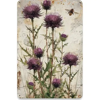 Obraz BAF Nástěnná kovová cedule. Bodlák 30 x 20 cm