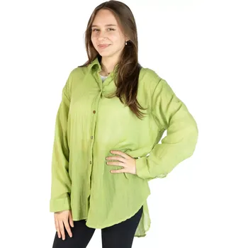 Dámská halenka Zelená bavlněná dámská košile Savitree Pear Green, jednobarevná, Sittar UNI