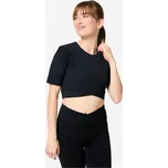 DECATHLON Dámské fitness tričko crop top XL ČERNÁ