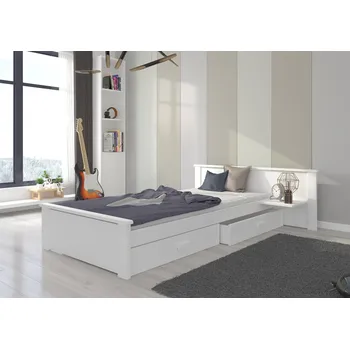 Postel ADRK Postel ALDEX Shelf, CH-Alde-Sh-W-208+M-E1966, 200x90 cm s policí a matrací, bílá