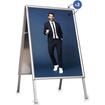 Stříbrný reklamní A stojan s ostrými rohy B1 - profil 25 mm (DI-BSTJD-B1-25)